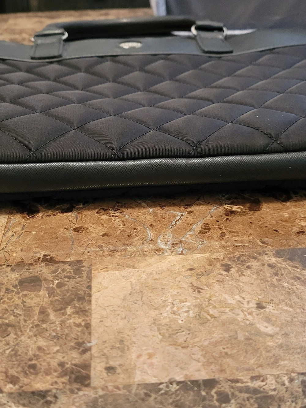 Knomo London Quilted Laptop Bag with Black Leather Trim